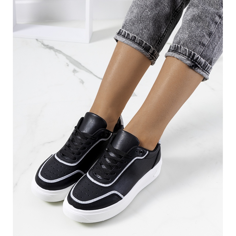 Sorte Dounya sneakers til kvinder sølv 1