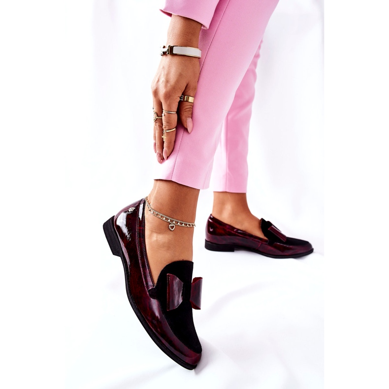 Kvinder Brogues Maciejka lakerede loafers marmoreret bourgogne 04099-33 / 00-1 sort rød 3