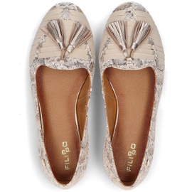 Læderballerinaer Filippo 04016 beige gylden 2