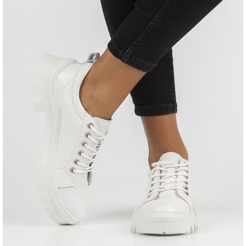 Lædersneakers FILIPPO DP3522 / 22 Wh hvid 2