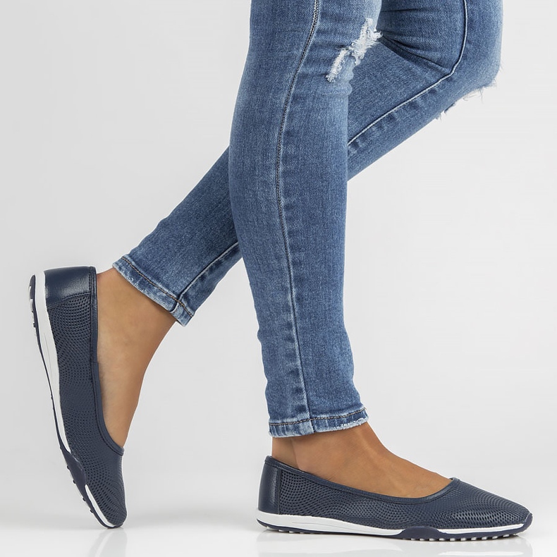 Læderballerinaer Filippo DP3681 / 22 Nv marineblå 2