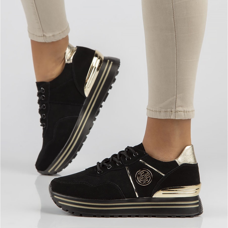 Læder Sneakers Filippo DP3538 / 22 Bk Go sort 1