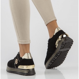 Læder Sneakers Filippo DP3538 / 22 Bk Go sort 2