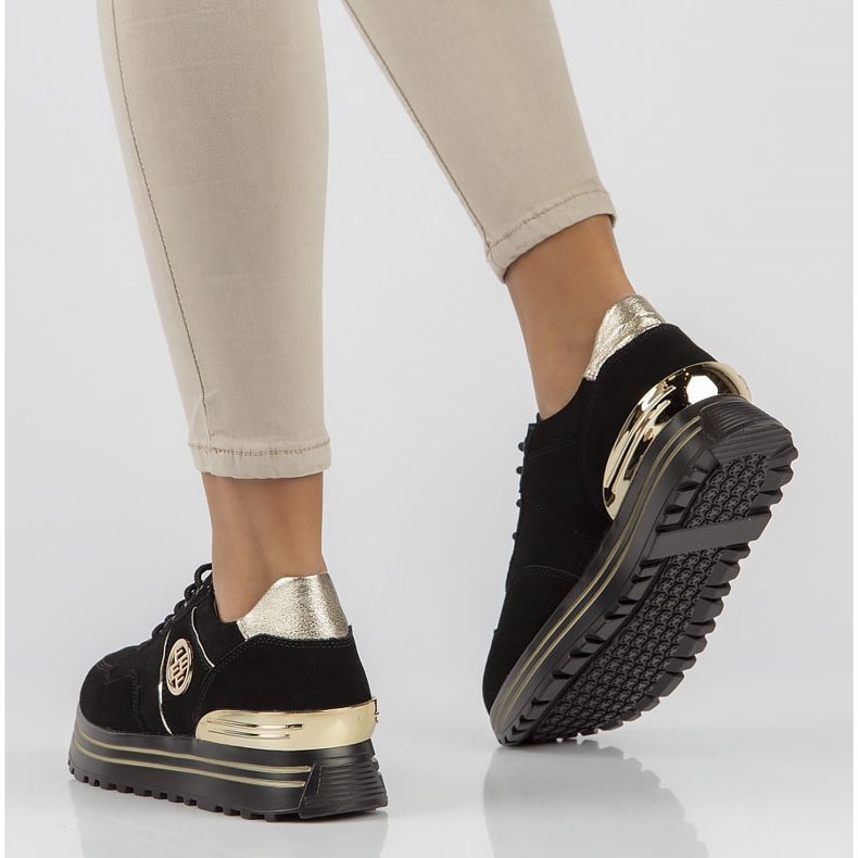 Læder Sneakers Filippo DP3538 / 22 Bk Go sort 2