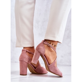 Sergio Leone Rosa Lorita-sandaler i ruskind på en bar lyserød 4