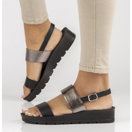 Filippo DS3612 / 22 Bk sorte sandaler sølv 1