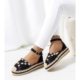 Sorte espadriller med Dide cubic zirconia 1