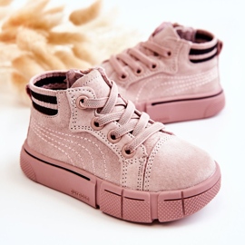 PA1 Højtop-sneakers til børn med pink lynlås lyserød 2