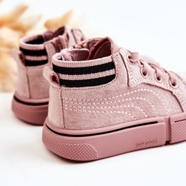 PA1 Højtop-sneakers til børn med pink lynlås lyserød 3