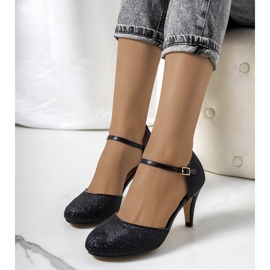 Sorte skinnende Rosetown pumps 1