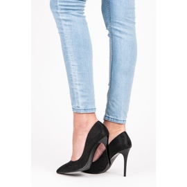 Qinba Skinnende pumps på en stift sort 1