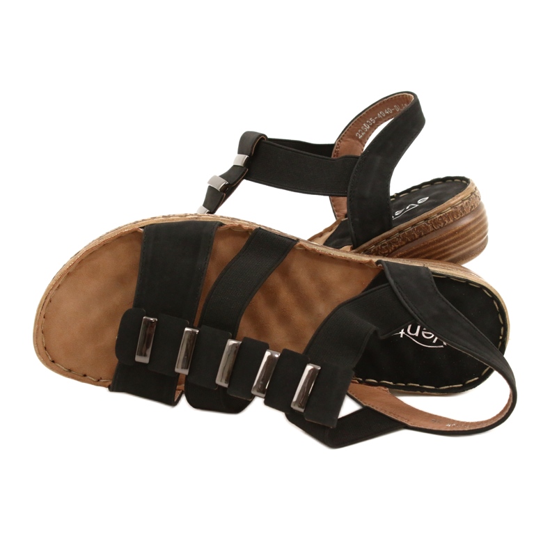 Komfortable sorte sandaler Evento 22SD35-4940 3