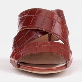 Marco Shoes Kvinders læder hjemmesko lavet af læder med afskårne striber rød 2