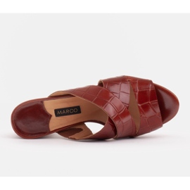 Marco Shoes Kvinders læder hjemmesko lavet af læder med afskårne striber rød 6