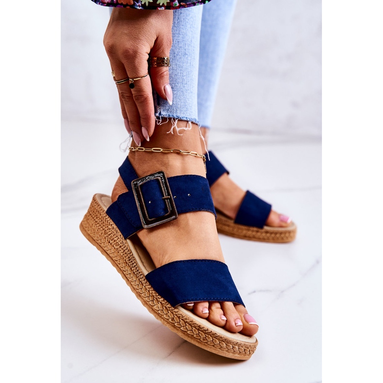 Damesandaler i ruskind Big Star JJ276033 Marineblå 1