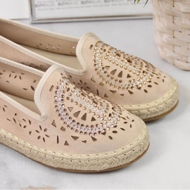 Gennembrudte espadriller med cubic zirconias i beige W S. Barski 2