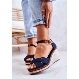 PS1 Marineblå Veenus-sandaler til kvinder på kilehæl 1