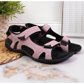 Pink Velcro sportssandaler Hos American Club sort lyserød 2