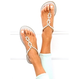 Flip-flops med perler Ofelia Beige 2