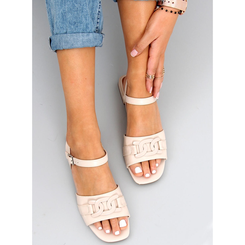 Lavhælede sandaler Iona Beige 2
