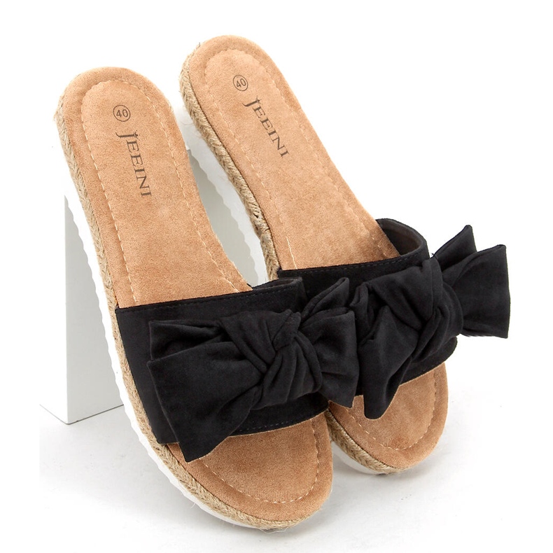 Espadriller med Viola Sort sløjfe 2