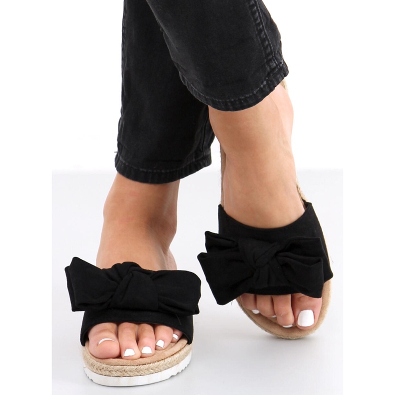 Espadriller med Viola Sort sløjfe 1
