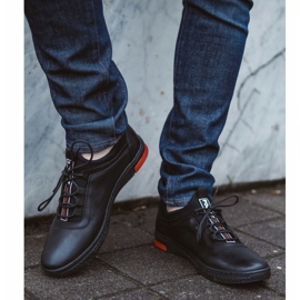 Polbut Sort casual læder herresko K24 4