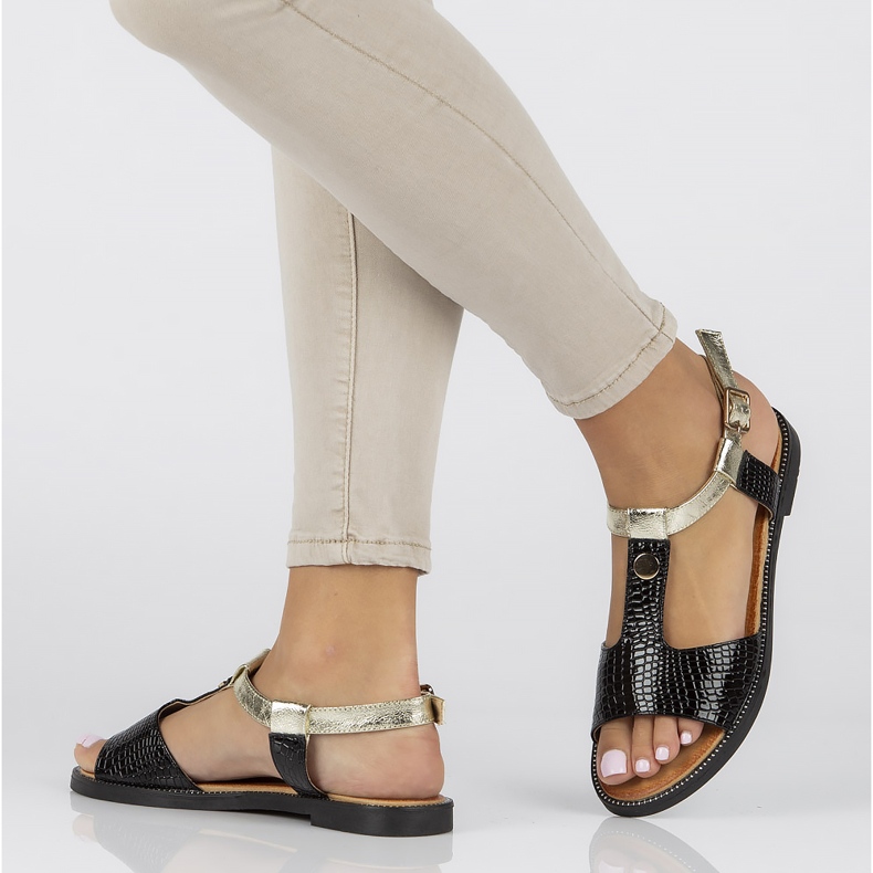 Filippo DS2099 / 22 Bk sorte sandaler gylden 1