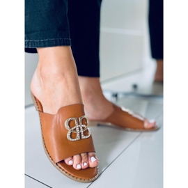 Inday Camel dametøfler brun 2