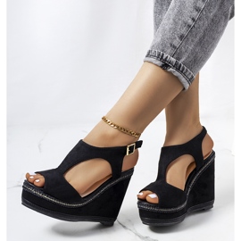 Sorte Zerner kile-sandaler 1