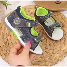 American Club W AM825B grå velcro-sandaler 1
