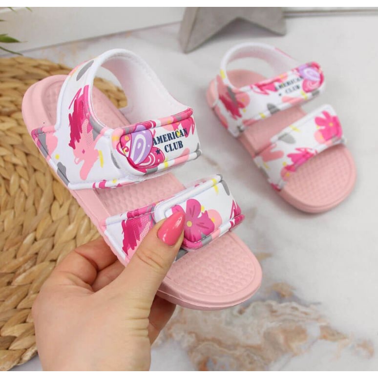 Velcro-skumsandaler American Club Jr AM882A pink lyserød 1