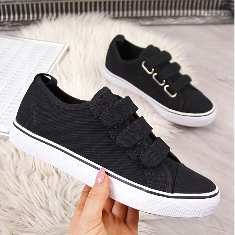 Sorte Atletico lave velcro tekstilsneakers 2