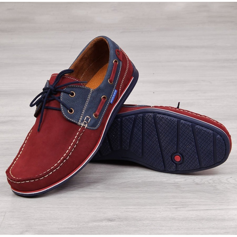Mænds afslappede læder loafers bordeaux Gregor rød 2