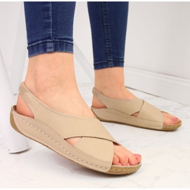 T.Sokolski Dame beige læder, slip-on sandaler T. Sokolski 2