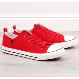 Røde lave sneakers til mænd, tekstil Big Star JJ174063 1