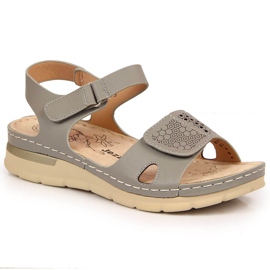 Komfortable damesandaler med velcro grå Jezzi 1