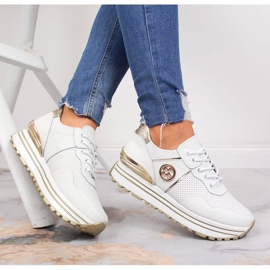 Sneakers i læder til kvinder på den hvide Filippo platform 1