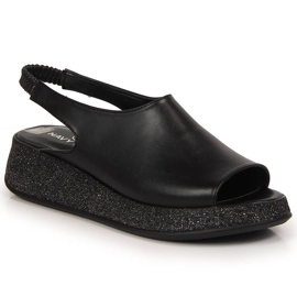 Sorte sandaler til kvinder på Navy Dot-platformen 2