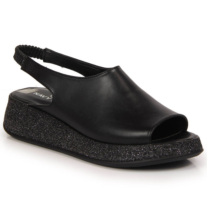 Sorte sandaler til kvinder på Navy Dot-platformen 2