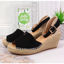 Damesandaler espadriller på sorte kiler eVento 2