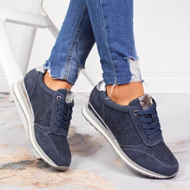 Blå Jezzi sneakers i ruskind til kvinder 1