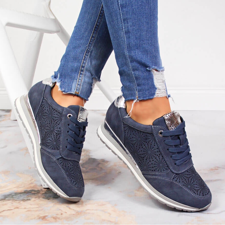 Blå Jezzi sneakers i ruskind til kvinder 1