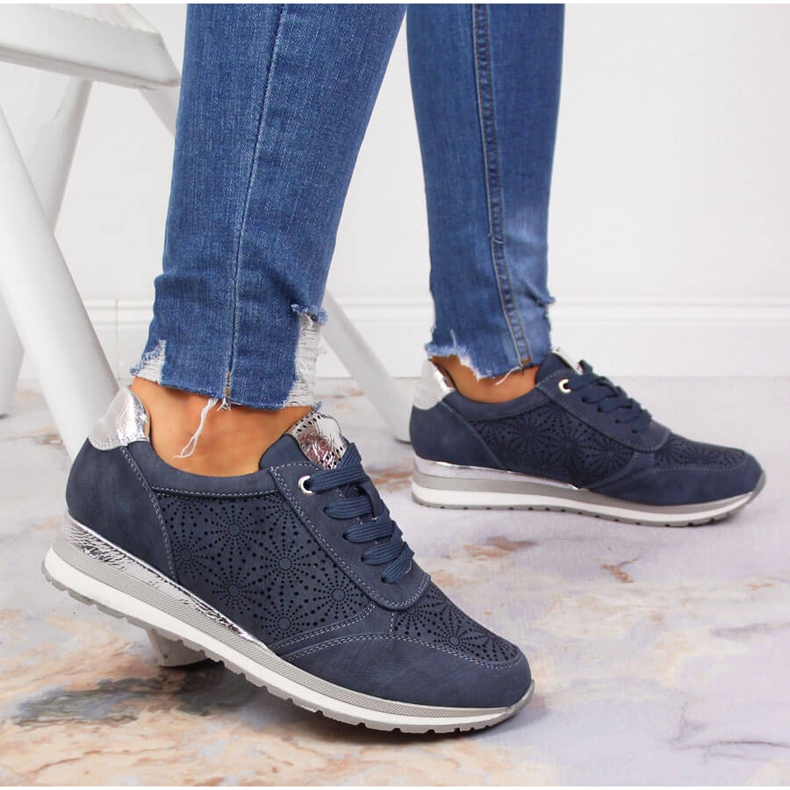 Blå Jezzi sneakers i ruskind til kvinder 2
