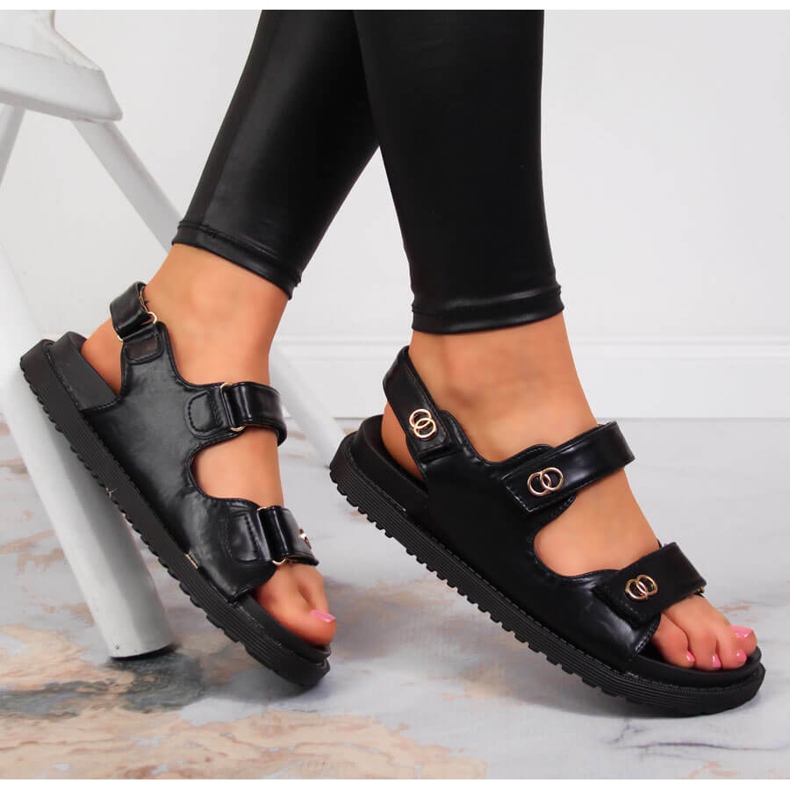 S.Barski Sorte S. Barski Velcro-sandaler til kvinder 1