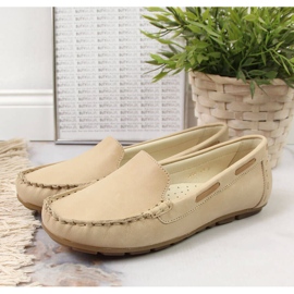 Dame læder loafers lys beige Helios 398 2