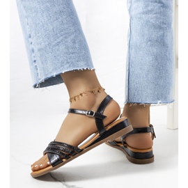 Sorte sandaler med Parade cubic zirconia 1