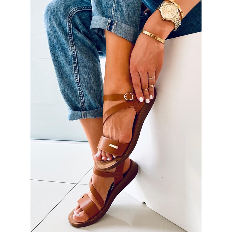 Leaf Camel damesandaler brun 2