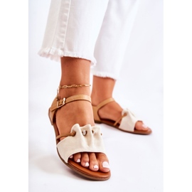 PE1 Elegante ruskindssandaler med beige pailletter Vitoria brun 1