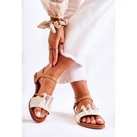 PE1 Elegante ruskindssandaler med beige pailletter Vitoria brun 2
